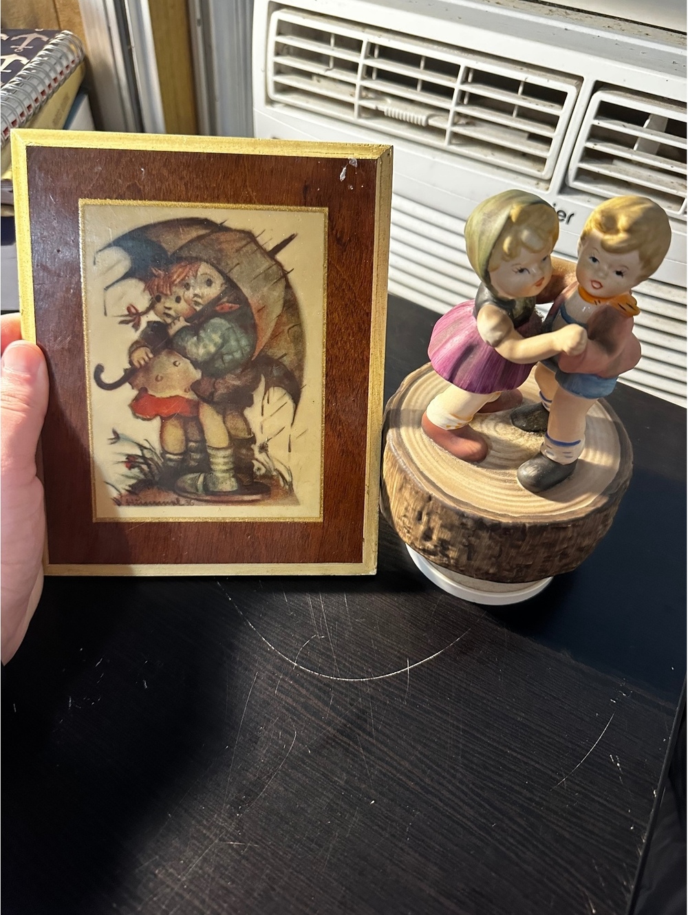 Vintage musical Hummel Figurine "Over the Rainbow" with Framed Print